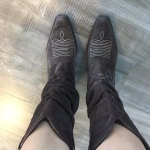 Suede cowboy boots